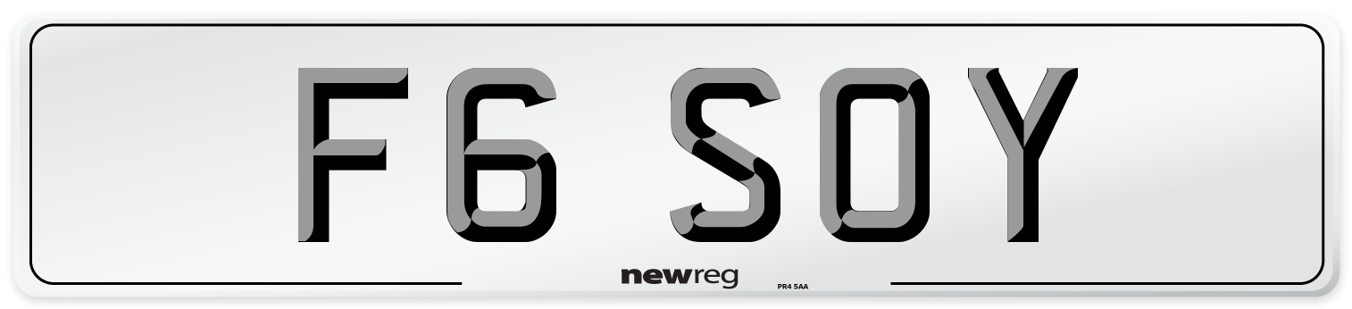 F6 SOY Number Plate from New Reg